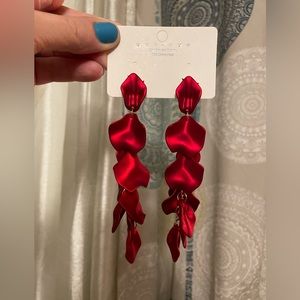 Long Acrylic Resin Rose Petal Drop Dangle Earrings